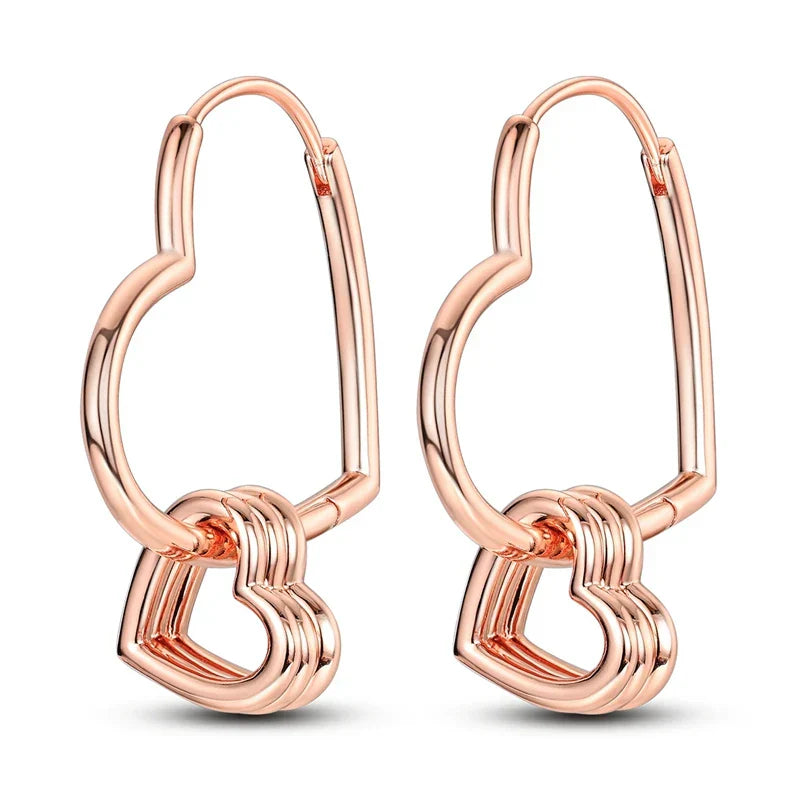 Rose Gold Hoop Earrings For Women 925 Silver