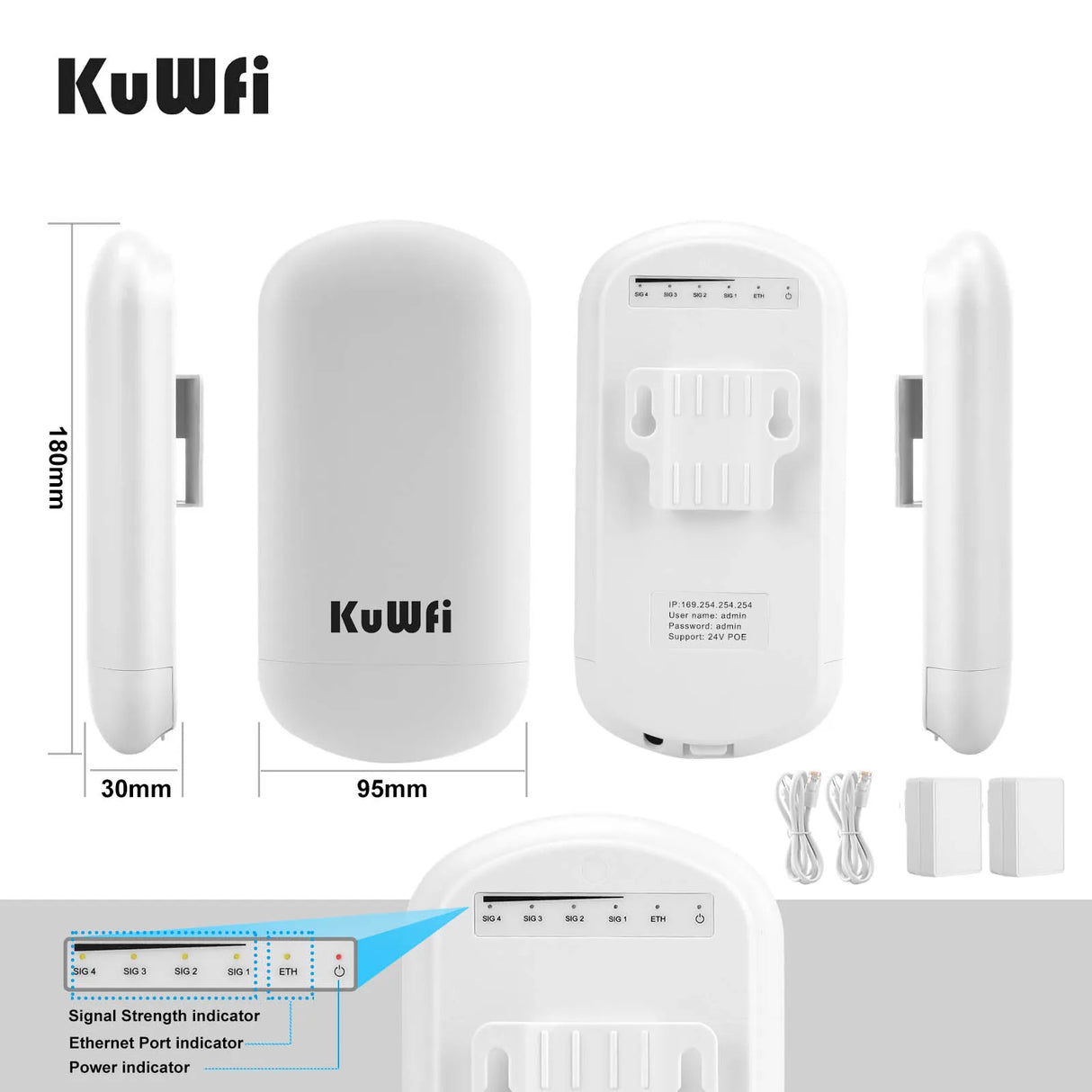 KuWFi Outdoor Wifi Bridge Router 450Mbps Long Range