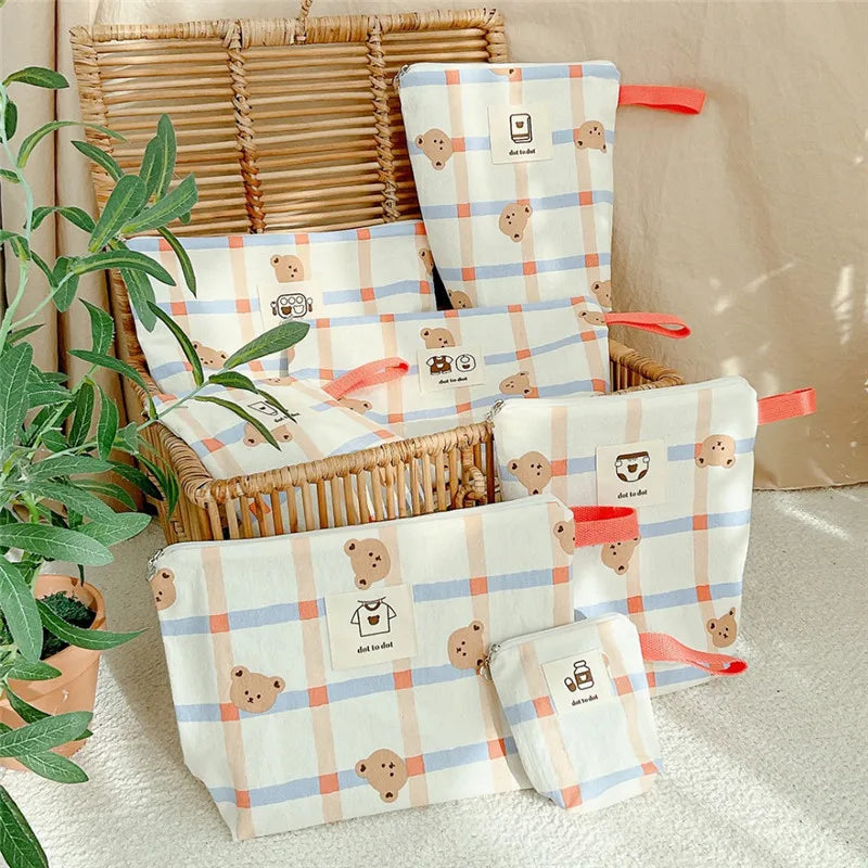 7pcs/set Fashion Baby Diaper Bags Cartoon Bear Portable
