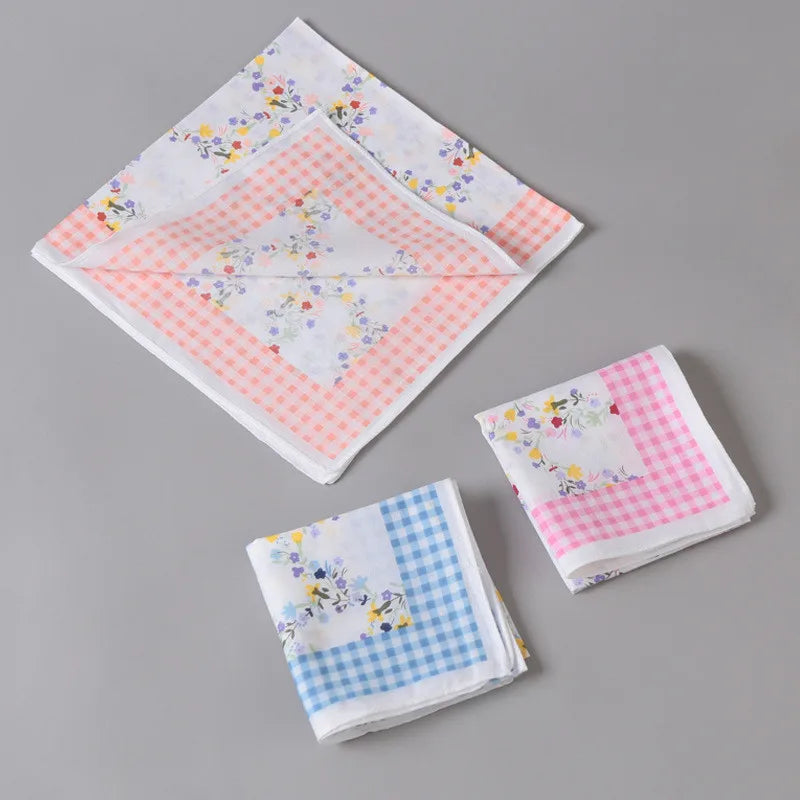 3Pcs 43x43cm Square Flower Printed Lady Women Handkerchiefs