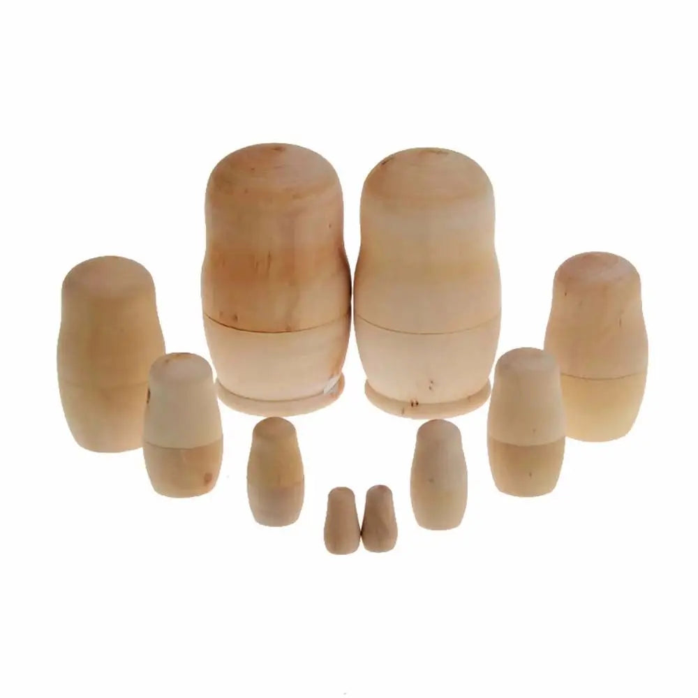 5Pcs Blank Wooden Embryos Russian Nesting Dolls Toy