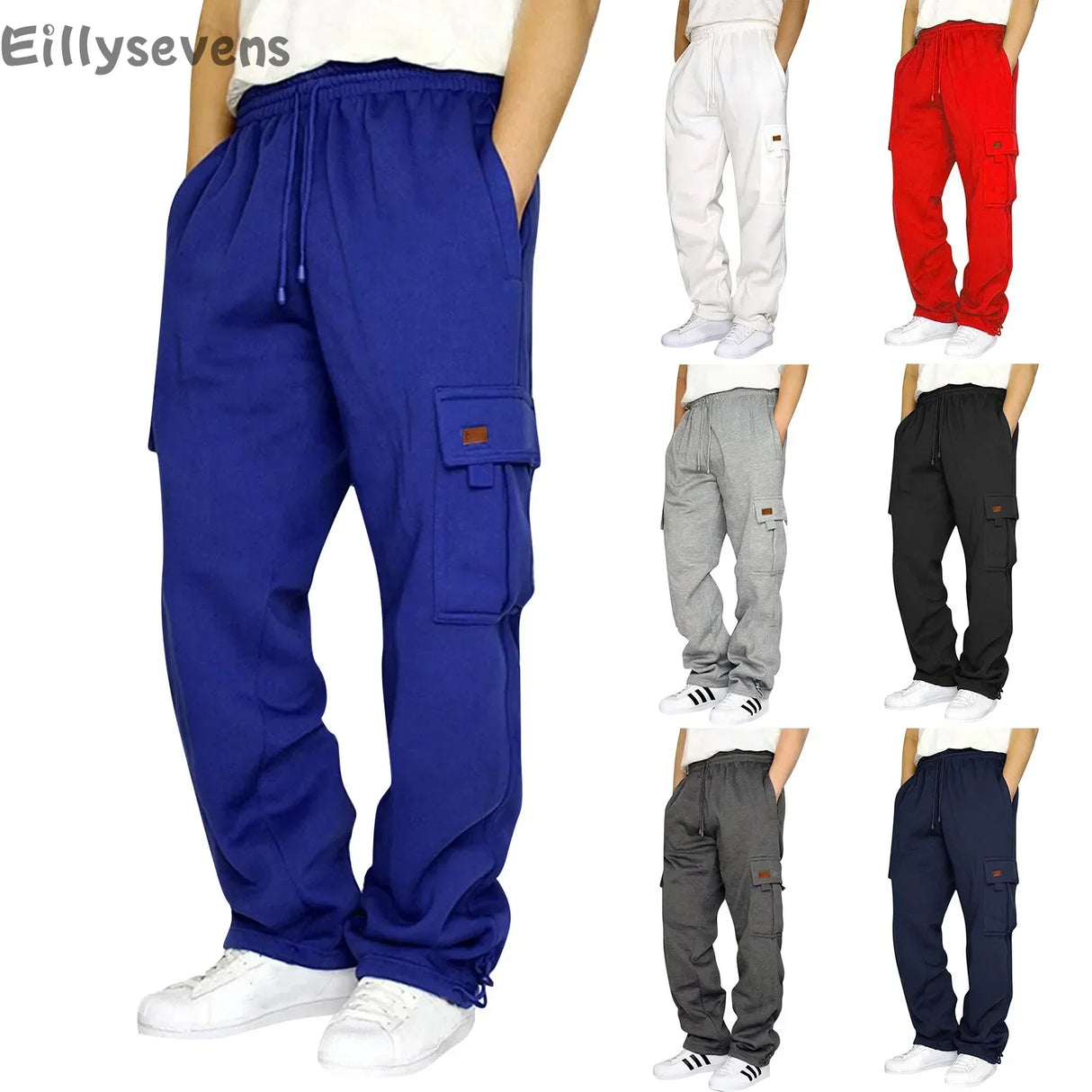 Mens Long cargo pants Solid color 2024 new
