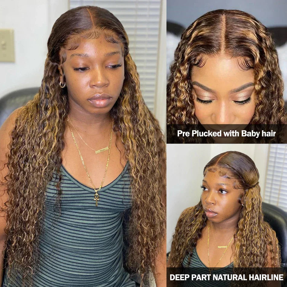 13x4 Highlight Ombre Curly Lace Front Human Hair