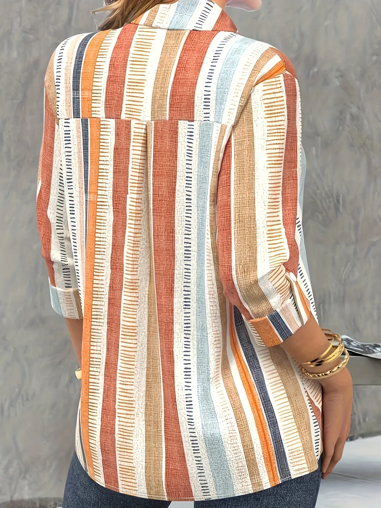 Plus Size Casual Blouse Womens Plus Stripe Print