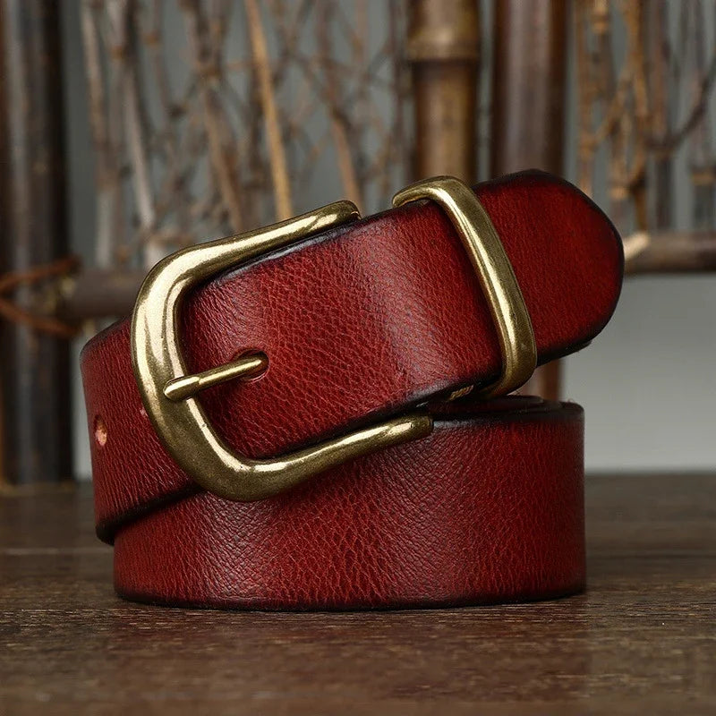 3.8CM Pure Cowhide Genuine Leather for Men High