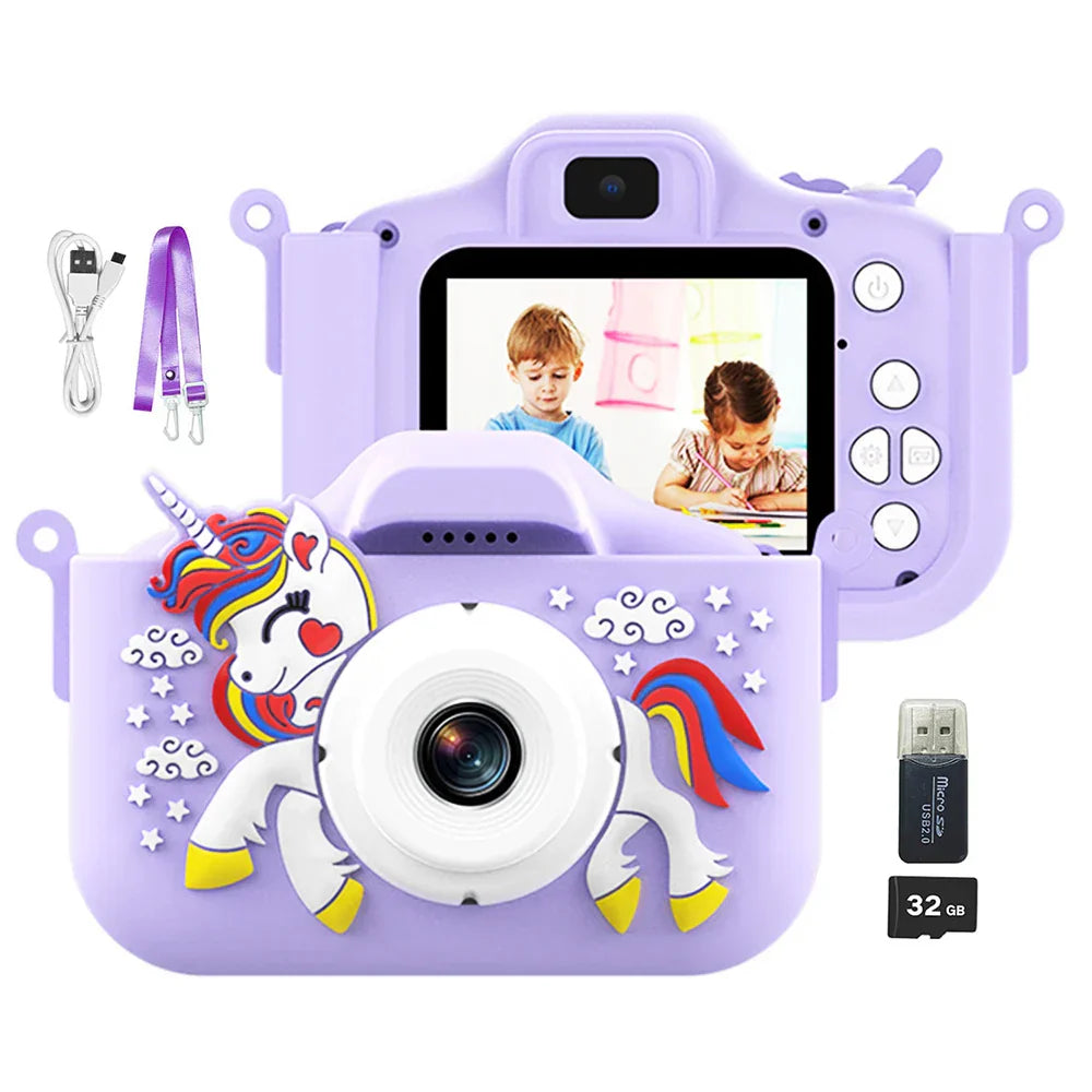 Kids Camera Toys Cute Horse Unicorn 32MP1080P HD