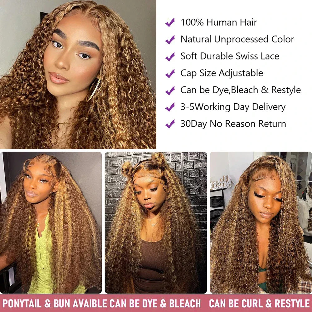 40 Inch Deep Wave Highlight Ombre Lace Front