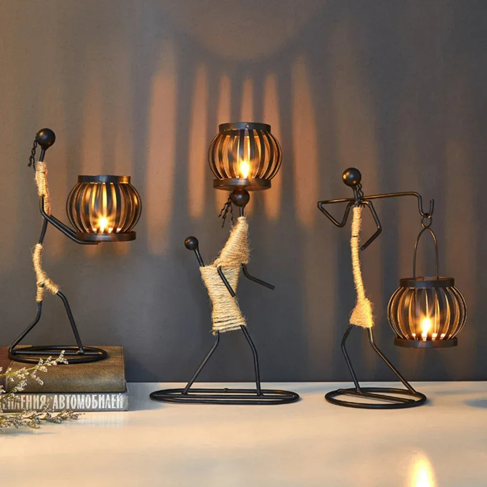 Nordic Metal Candlestick Abstract Character Sculpture Candle Holder