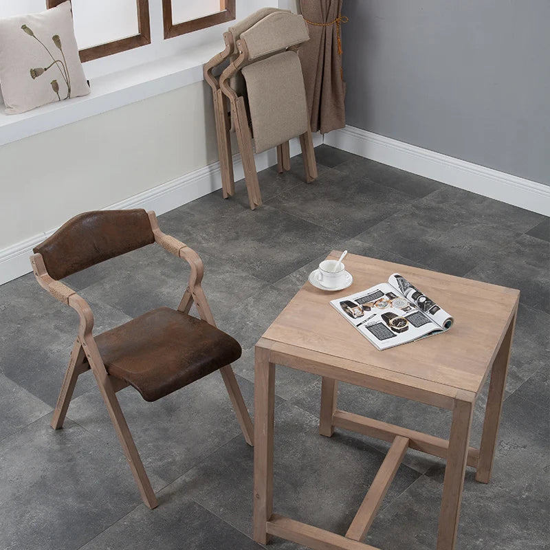 Wood Folding Dining Chair Vanity Salon Outdoor Camping