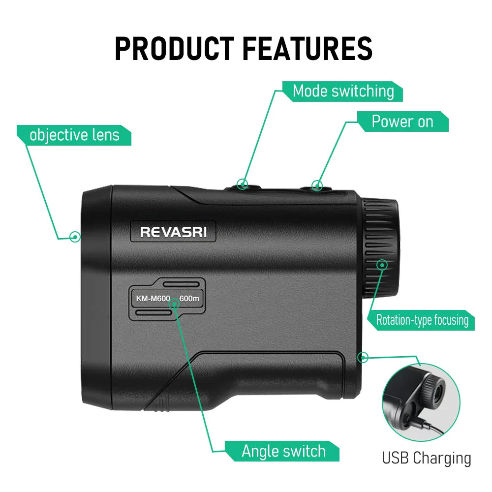 REVASRI KM-M600 Golf Laser Rangefinder 600M Rechargeable Distance