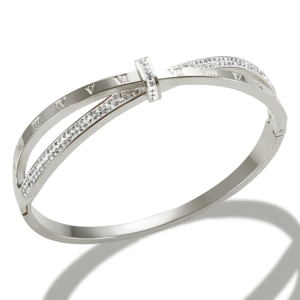 Classic Stainless Steel Open Cuff Bangles Adjustable Ball