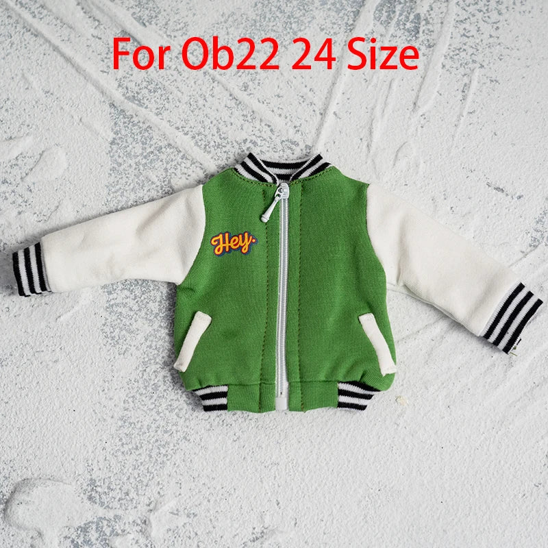 Ob22 24 Doll Baseball Jacket Clothes Ob11 Doll Sport Coat With Zipper For Ob11, Ymy、Licca、Azones、Ob24、Ob27 Doll Accessories