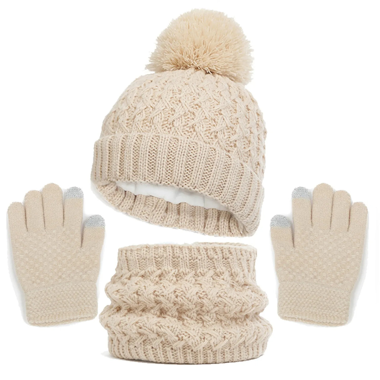 Kids Winter Hat Gloves Scarf Set Girls Toddler