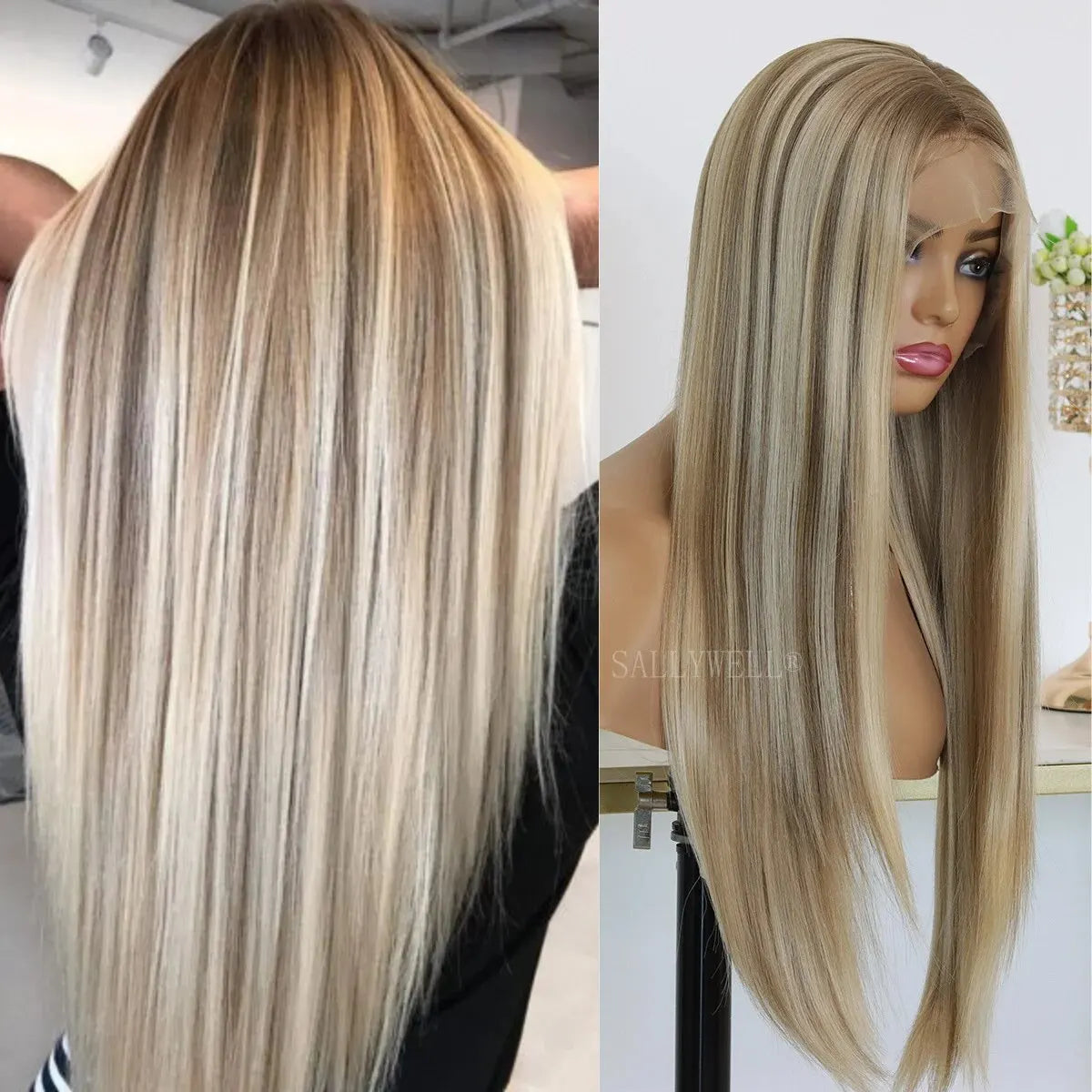 Highlight Brown 13x4 Lace Front Wig Synthetic Lace