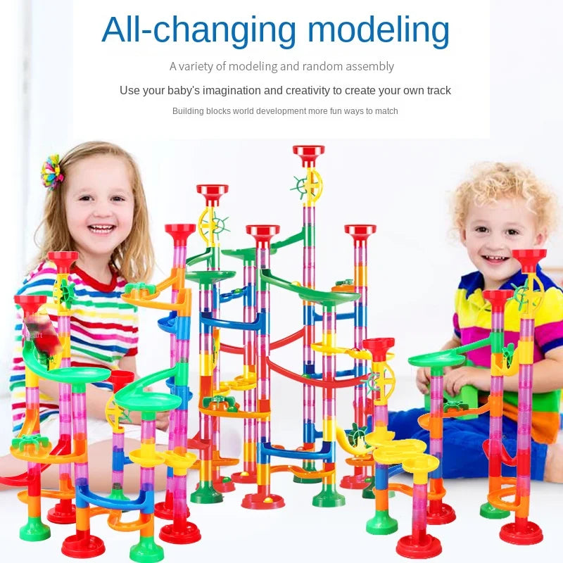 29-197pcs Set DIY Construction Marble Run Race Track
