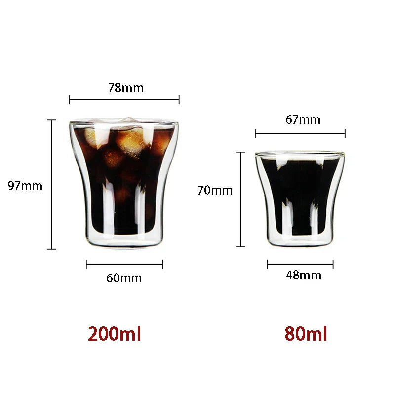 80/200ml Clear Double Wall Glass Espresso Coffee Cup