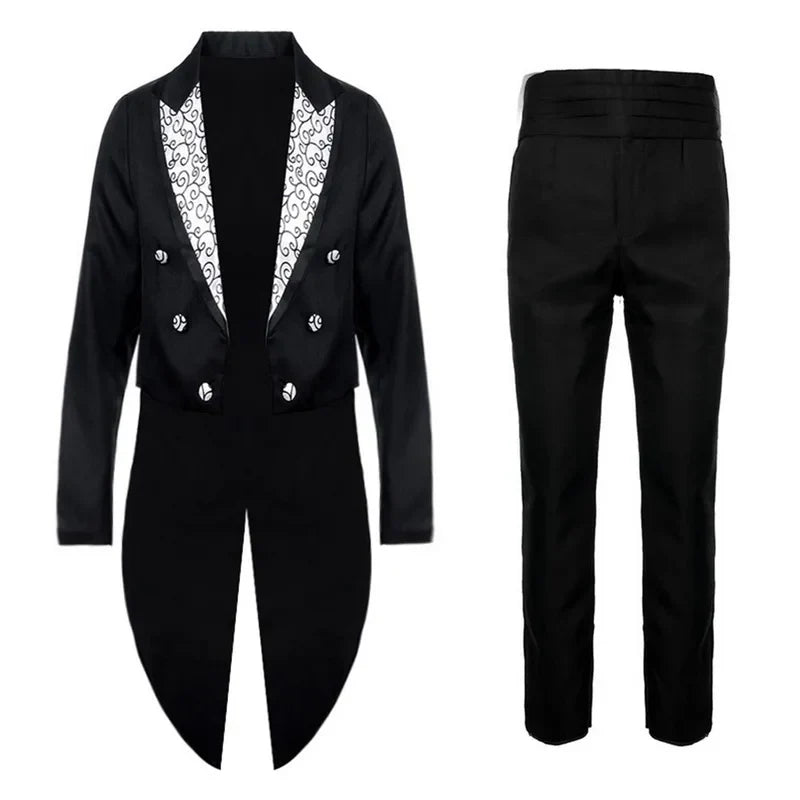New Men's Tuxedo Suits Set Classic Formal Tailcoat
