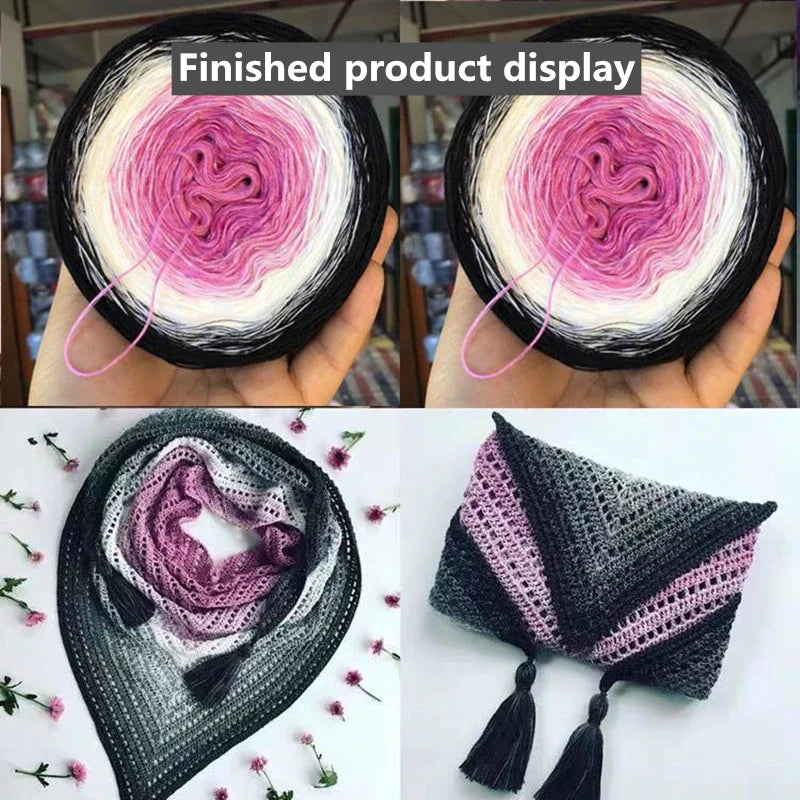 300g Cake Gradient Color Crocheted Shawl Blanket DIY