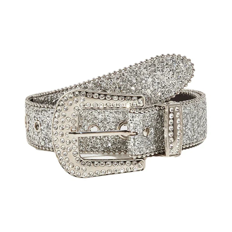 M2EA Goth for rhinestone Belts Women PU Leather