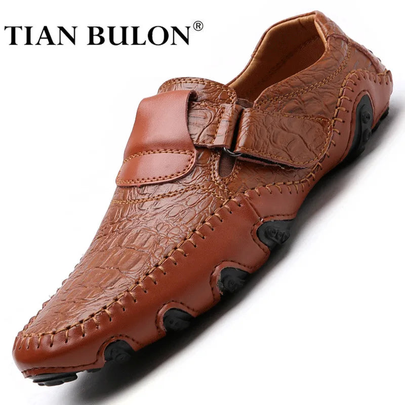Genuine Leather Mens Shoes Casual Brand 2020 Italian