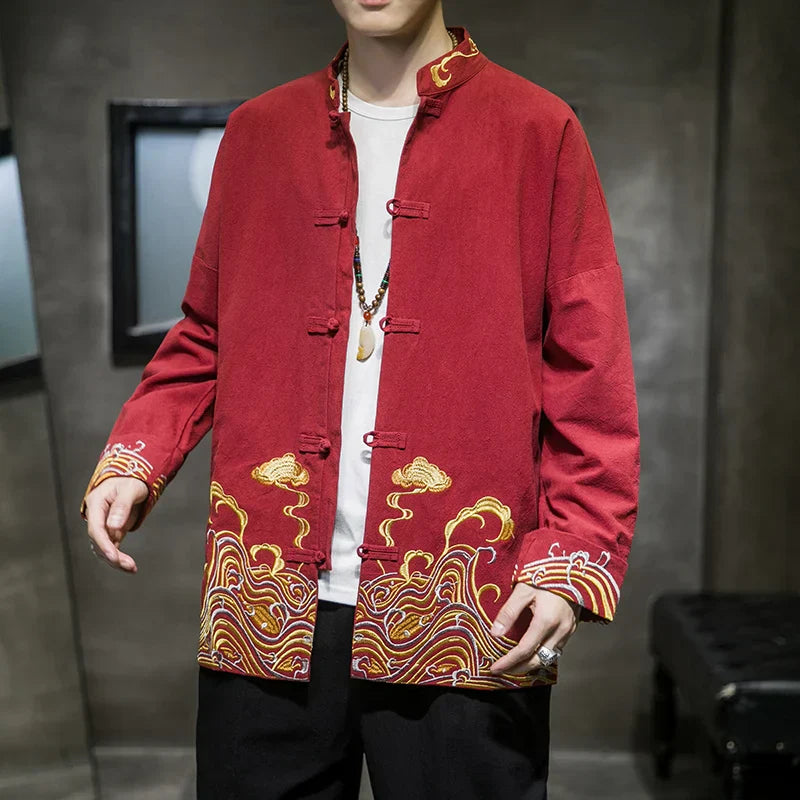 Men's Shirts Embroidered 2024 Spring Chinese Style Retro