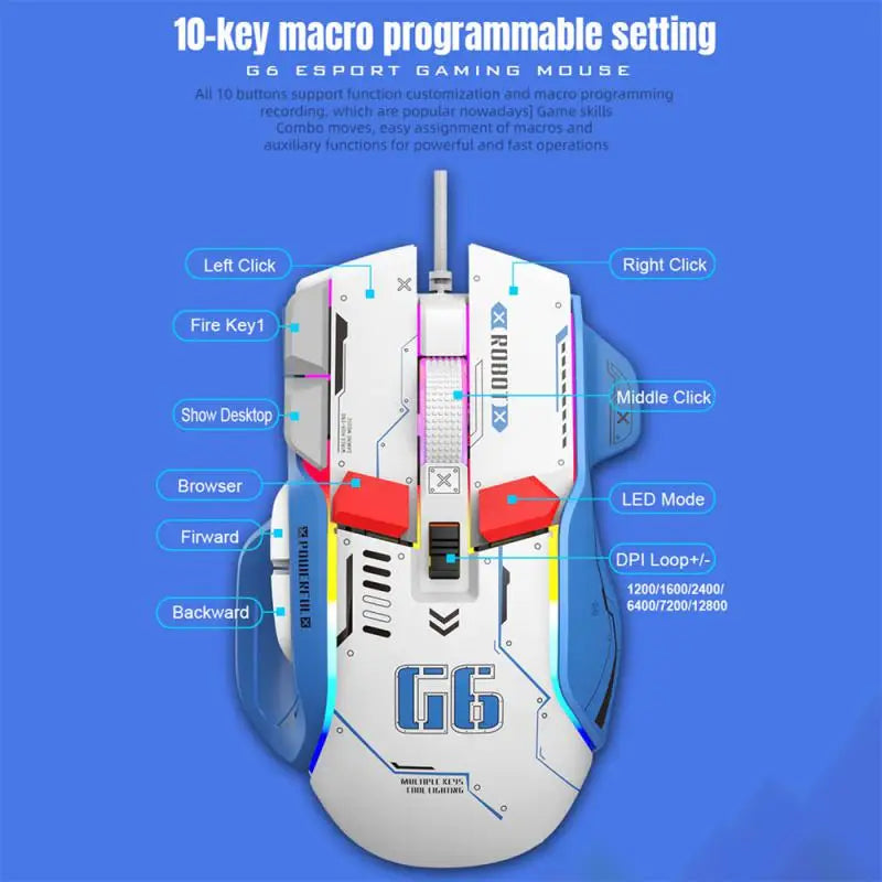 RYRA Rechargeable Bluetooth Wireless Mouse Gaming Mouse 12-Key