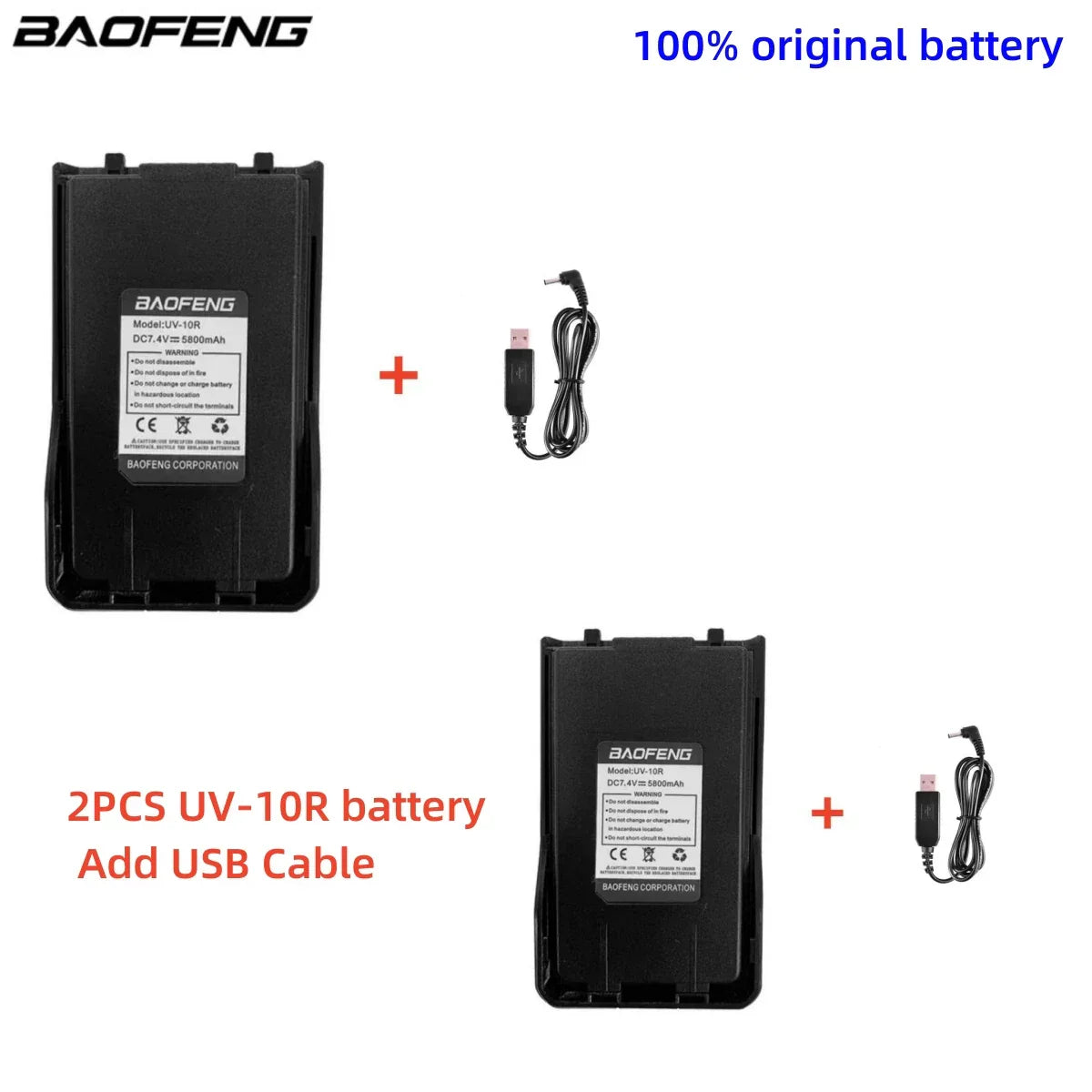 BAOFENG Original UV-10R Battery Can USB Charging High