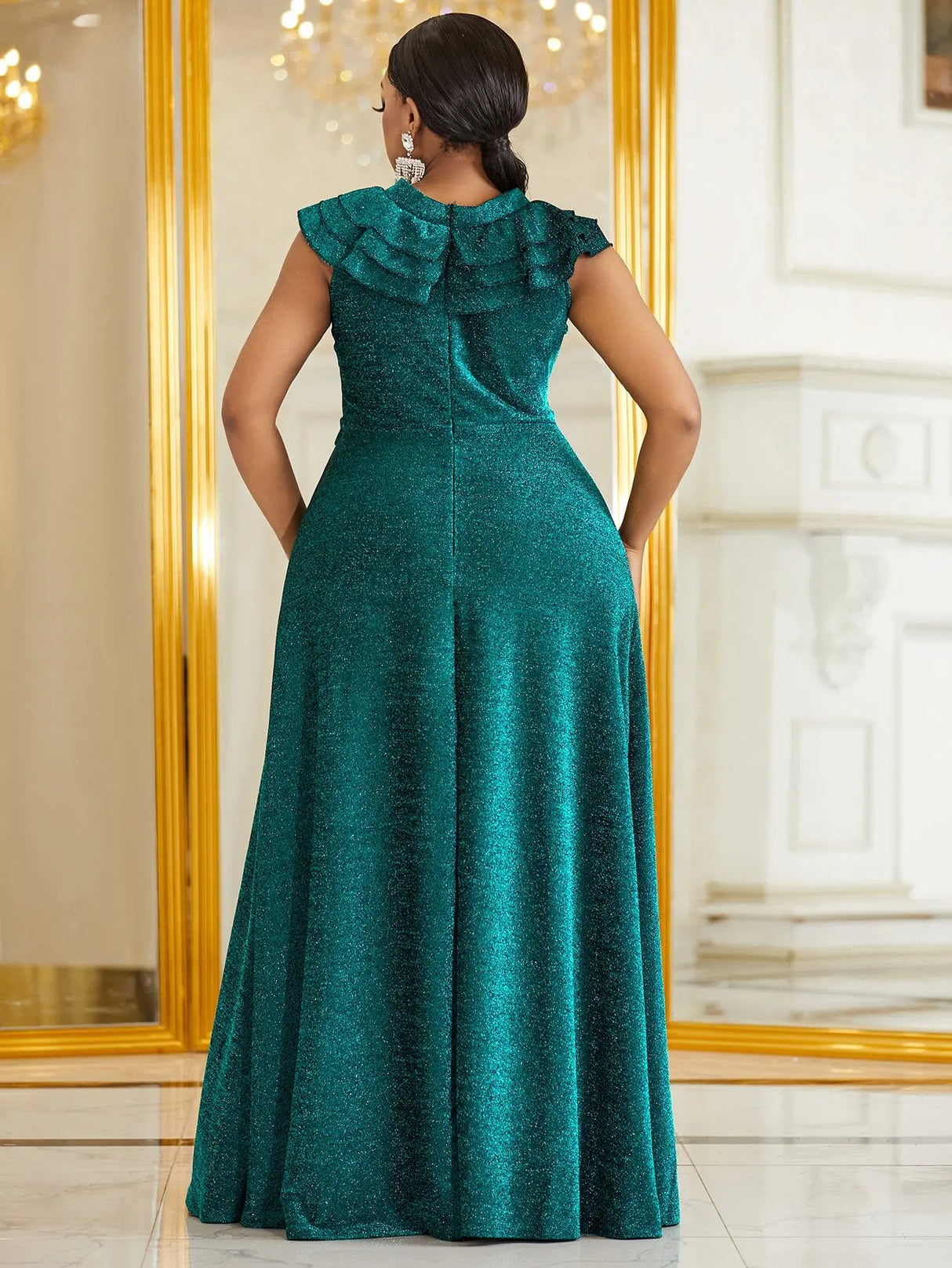 Plus Size Evening Dress Green New Sleeveless High