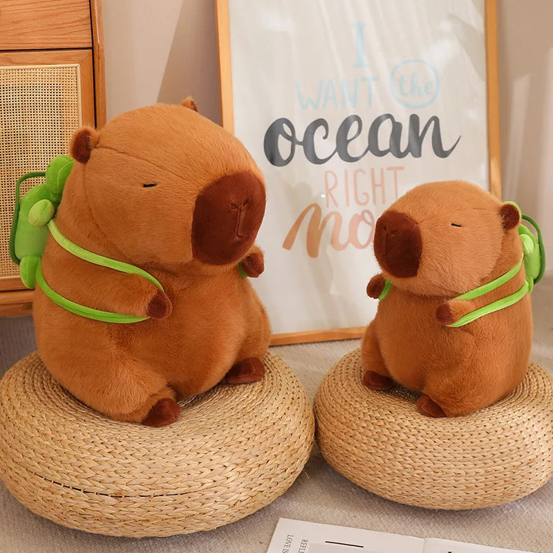 Cute Capybara With Backpack Plush Toys Sitting Lovely