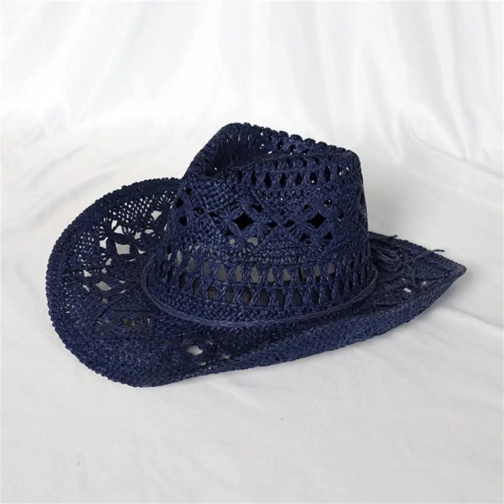 Western Cowboy Straw Hat Summer Men Women Wide