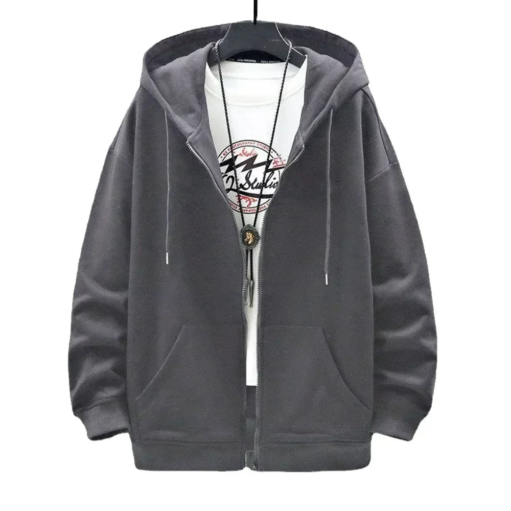 US Size Zip Up Hoodies Autumn Hooded Sweatshirts
