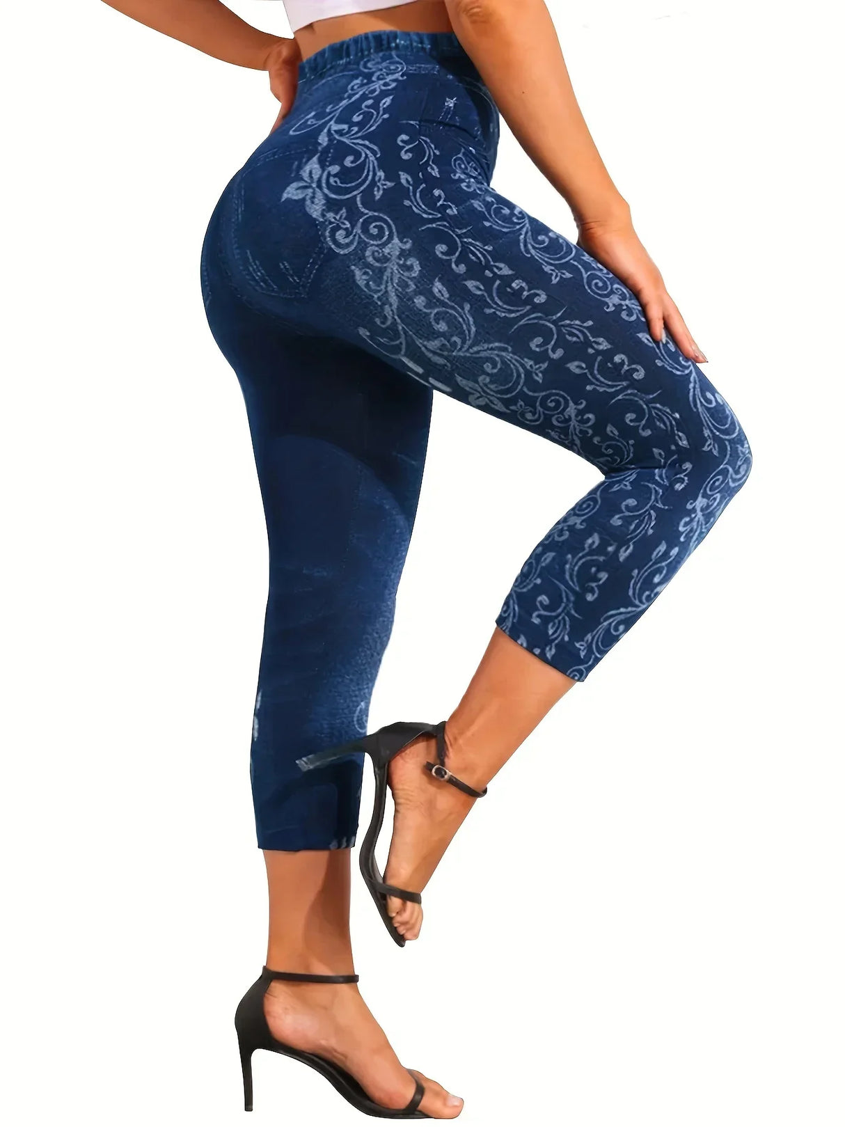 Womens Plus Size Sports Leggings Lady Oversize Denim
