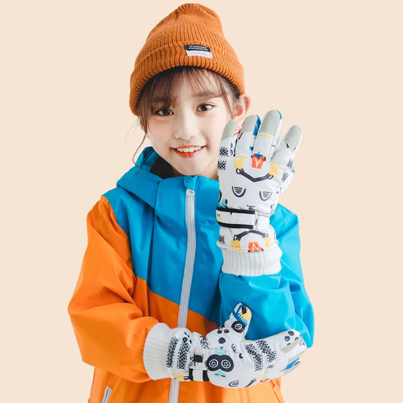 Fashion Children Ski Gloves Waterproof Kids Mittens