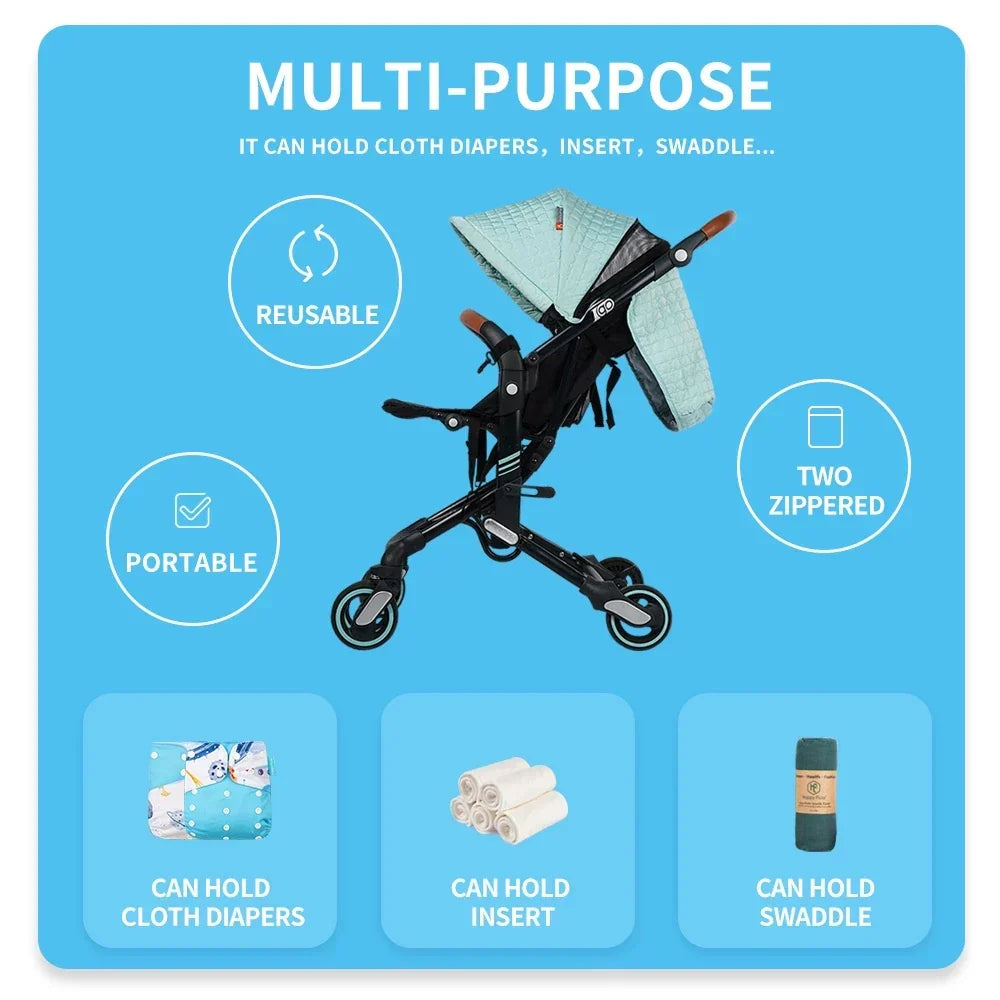 HappyFlute 30*36CM Dry&Wet Random-Print-4Pcs 2Pocket Zipper Snap Handle