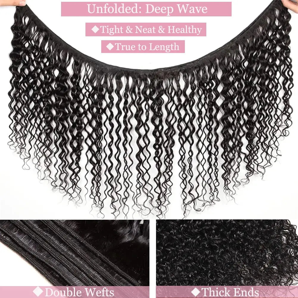 Brazilian Hair Deep Wave Bundles with Frontal Virgin
