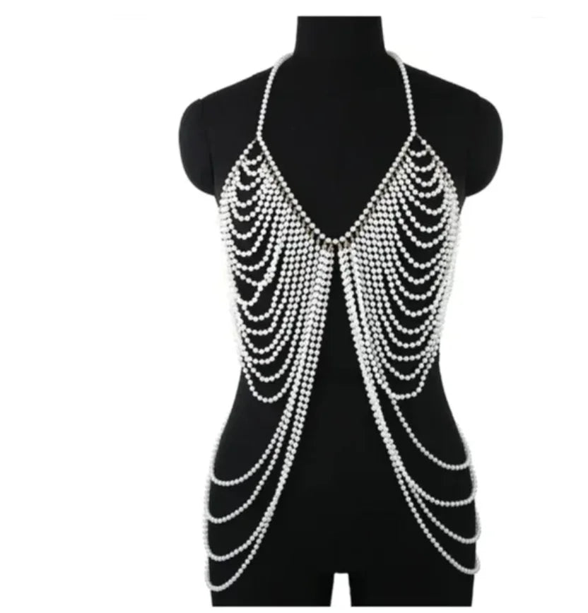 Body Chain Jewelry Pearl Sexy Beaded Collar Shoulder