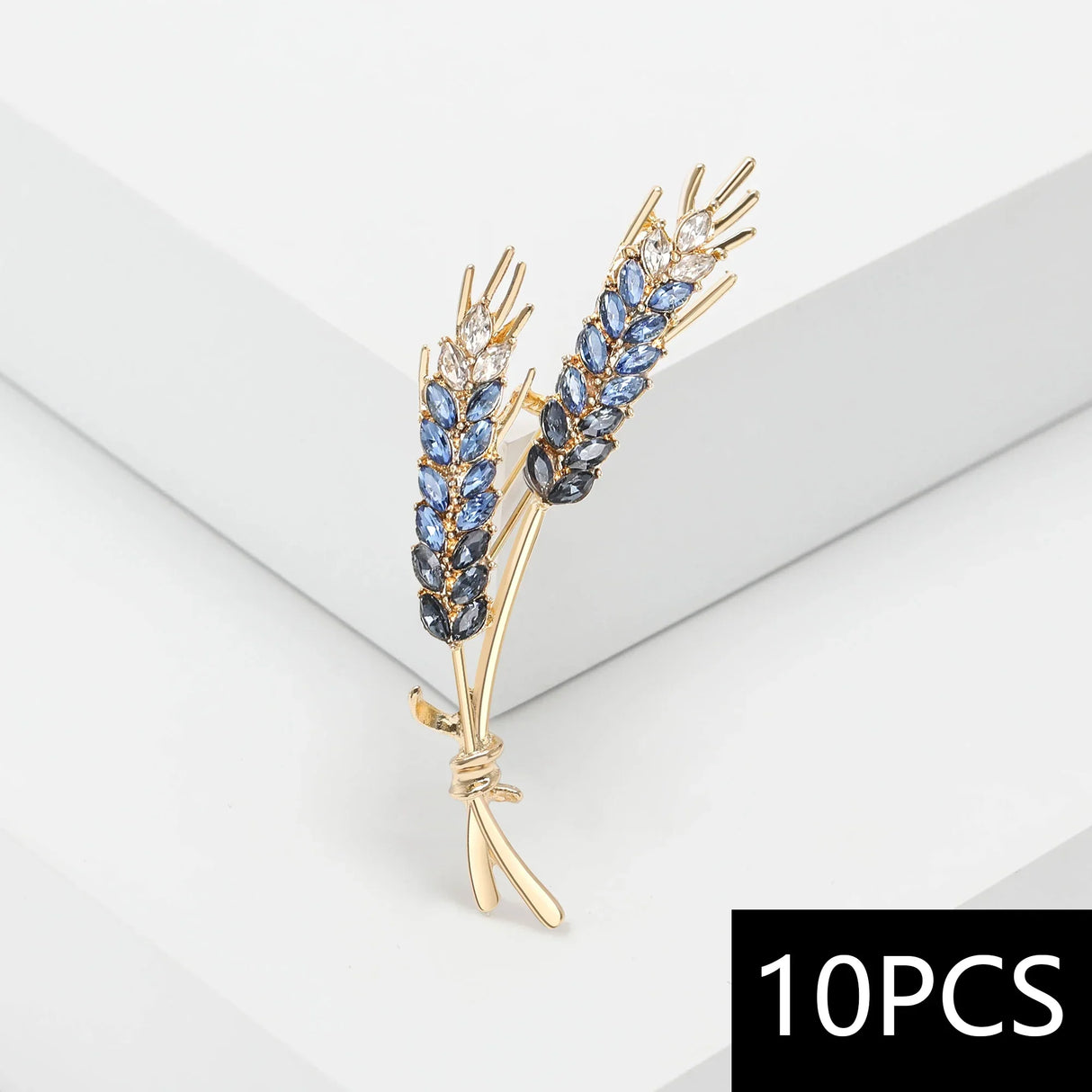 Beaut&Berry 10pcs Women Rhinestone Ear of Wheat Brooches