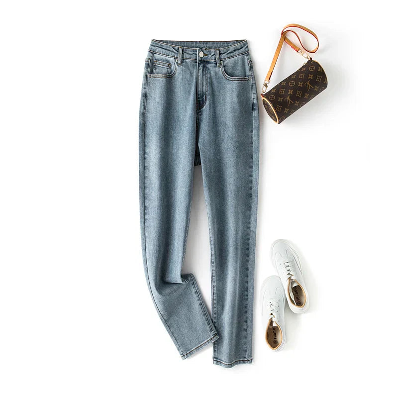 Plus Size Women Jeans Autumn Dark Blue 175cm