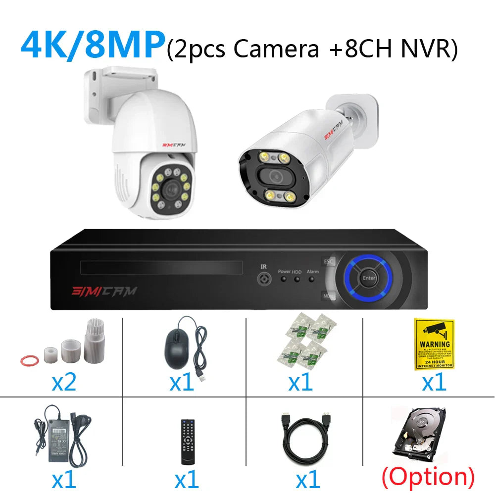 4K POE PTZ IP Camera Kit 8MP Bullet