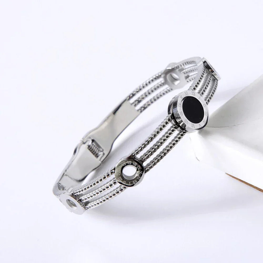 Classic Stainless Steel Open Cuff Bangles Adjustable Ball