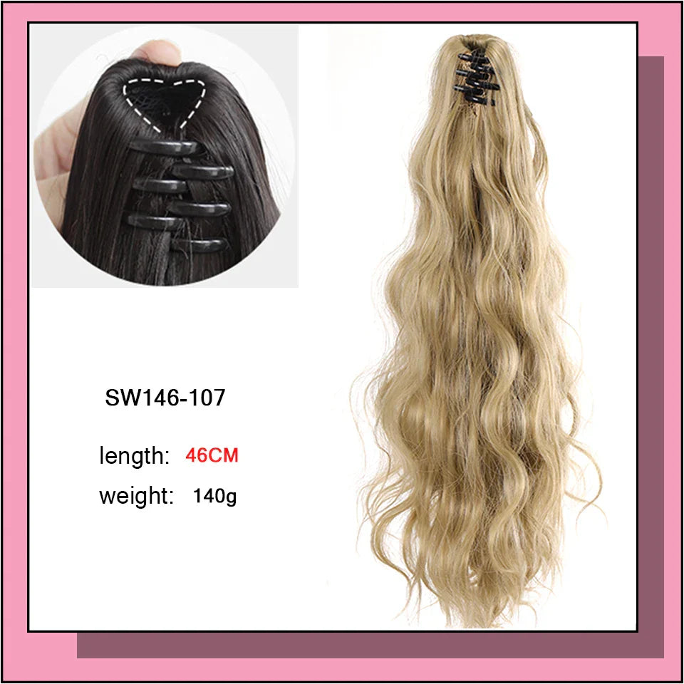 AS Long Wavy Straight Claw Clip On Ponytail