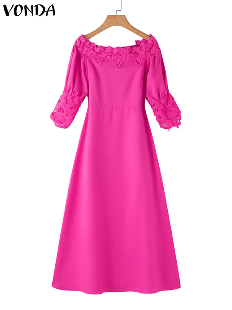 Plus Size 5XL VONDA Women Off Shoulder Maxi
