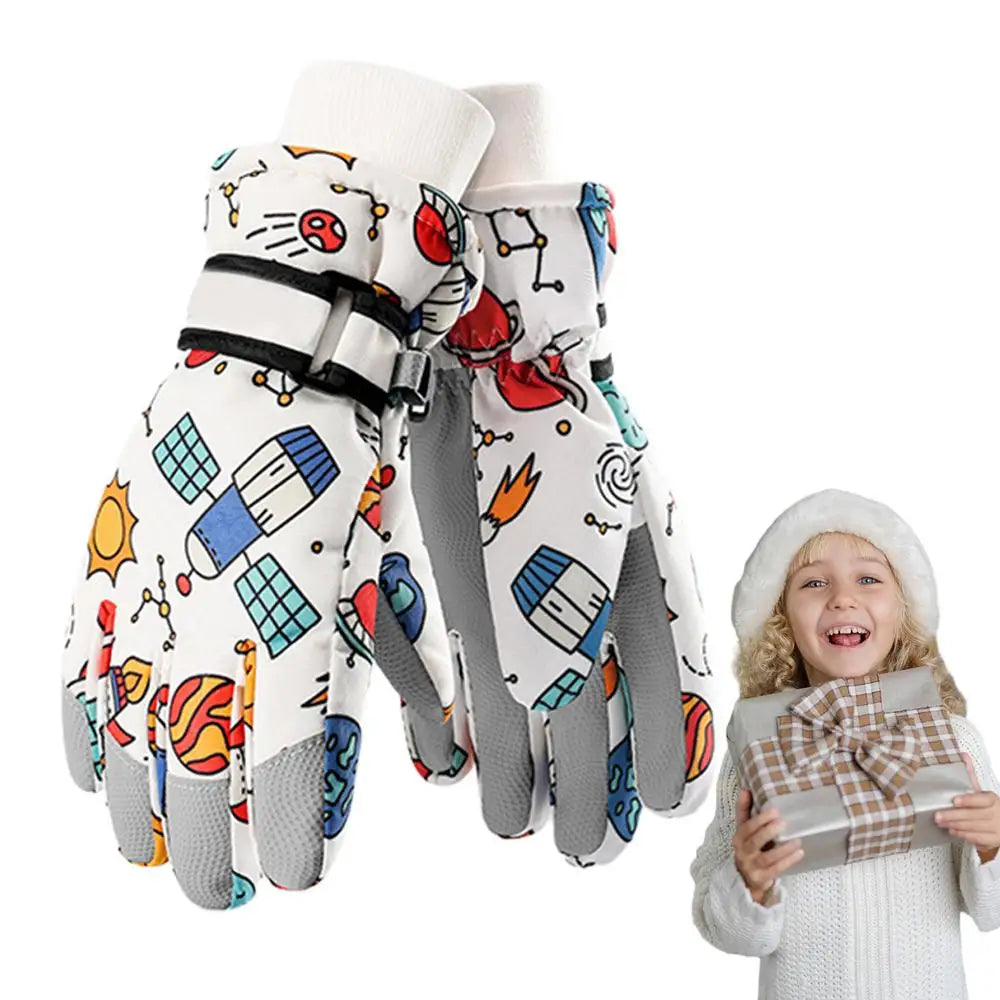 SML Children Winter Ski Gloves Waterproof Thicken Mittens