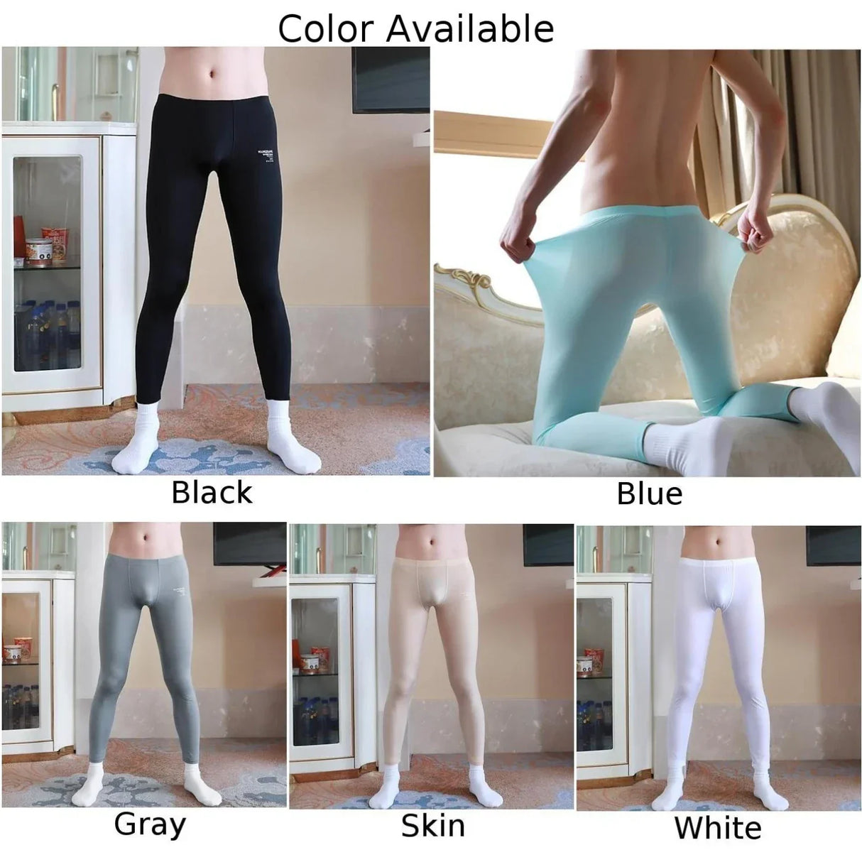 Sexy Men Thermal Underwear Bottoms Ice Silk Ultra-Thin