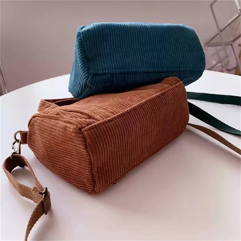 New Women's Mini Corduroy Shoulder Bag Female Canvas