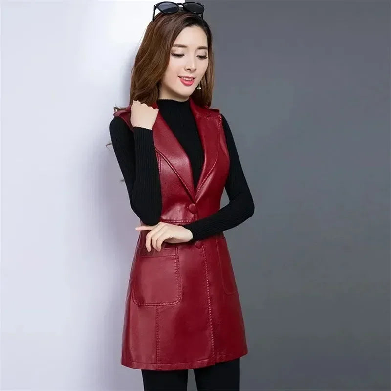 Faux Leather Vest Women's Clothing 2022 PU Autumn