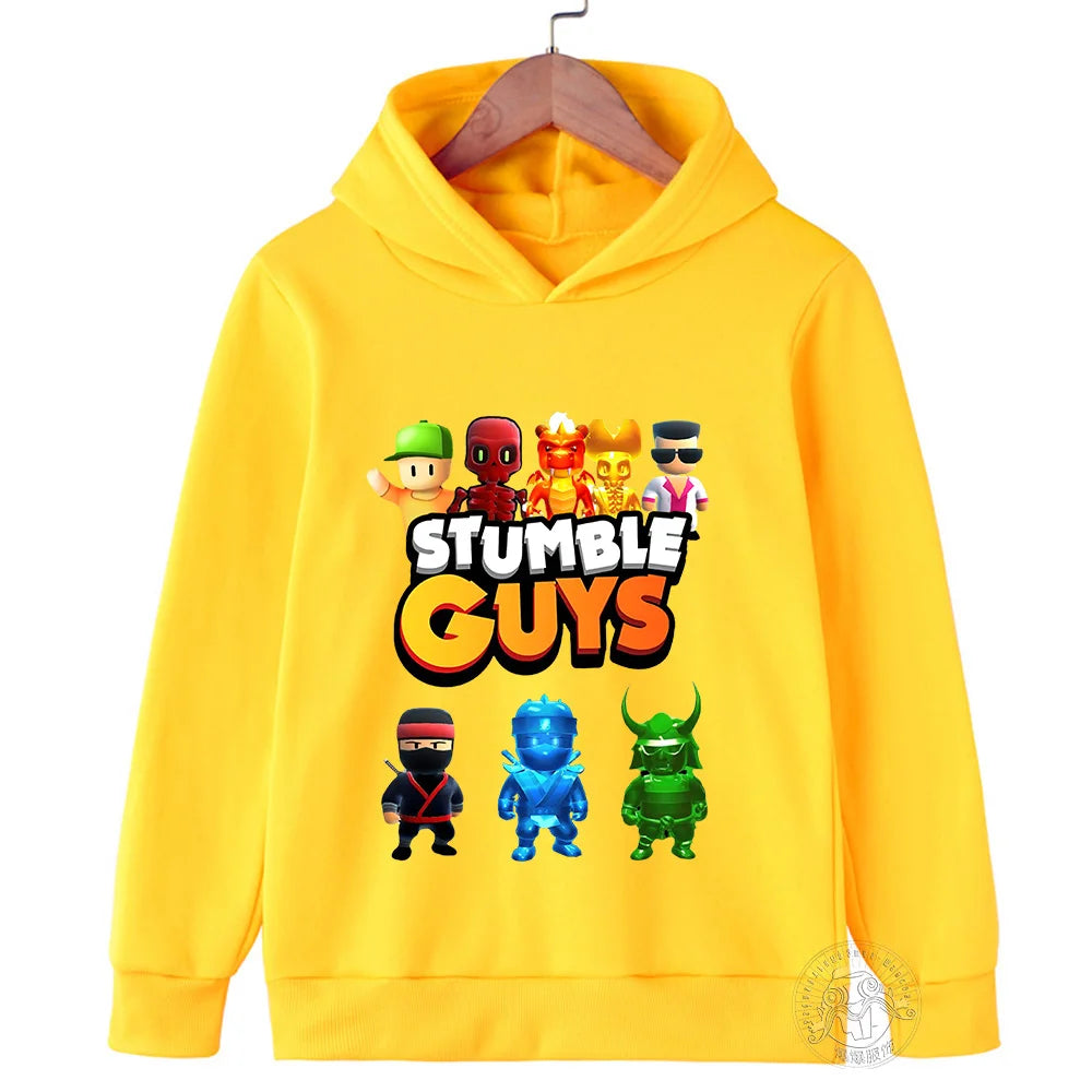 Kids Anime Stumble Guys Hooded Sweatshirts Long Sleeve