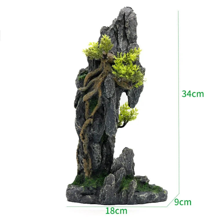 Large Resin Aquarium Fish Tank Mountain View Oranment