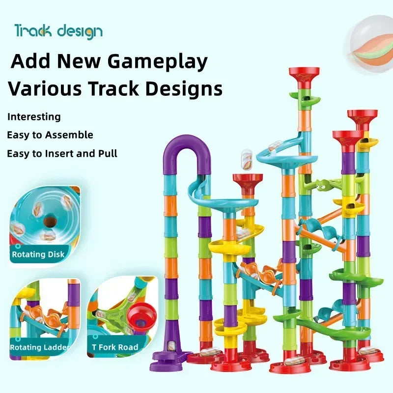 50/197Pcs Children Diy Game Marble Run Race Track