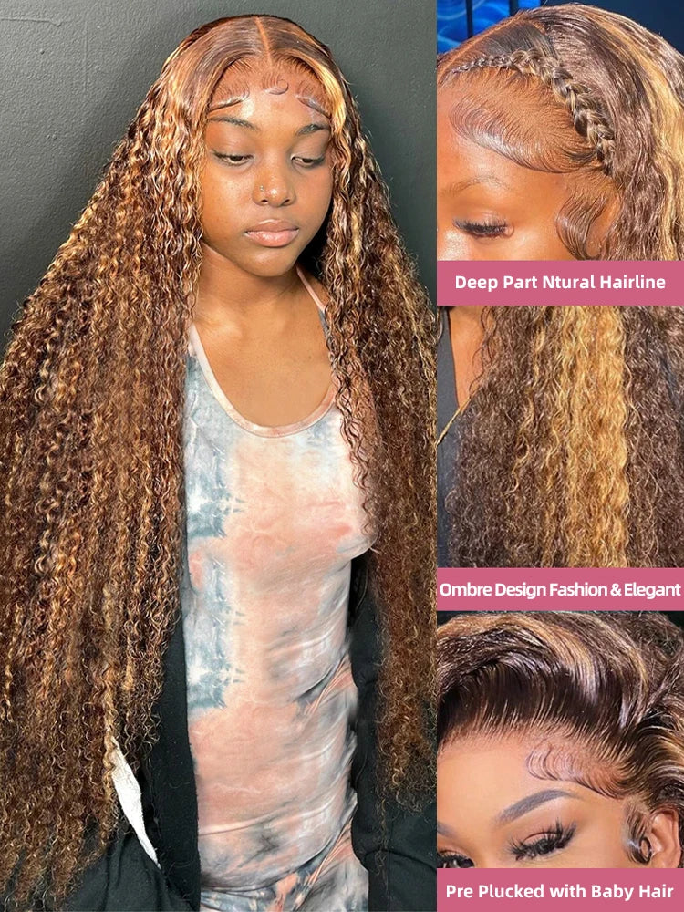 Highlight Ombre Curly 7x5 Glueless Wig Human Hair